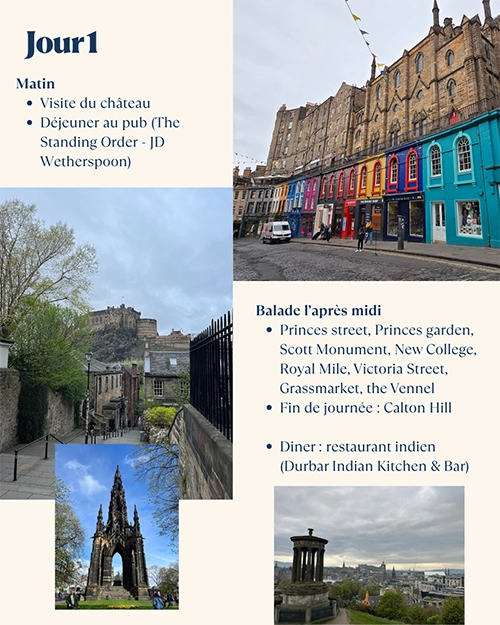 Programme visite Edimbourg jour 1